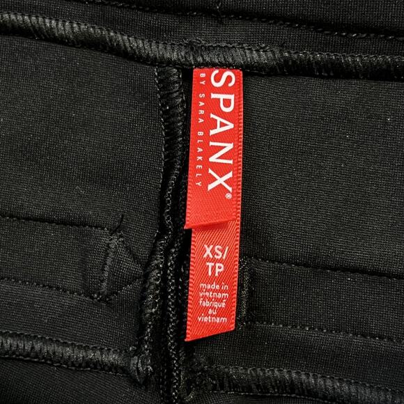 Spanx Ponte Skinny Pants Womens XS Black Sequin Trim High Rise Stretch Slim - Picture 5 of 12